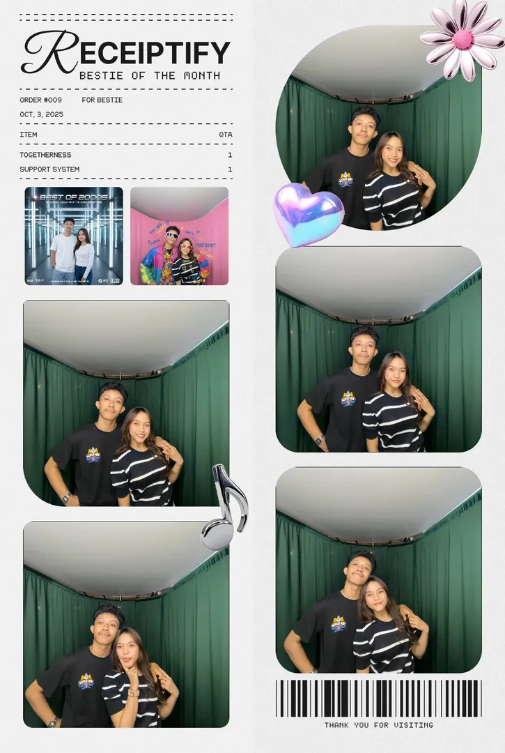 Contoh hasil strip photobooth untuk melihat hubungan style, frame, dan output.