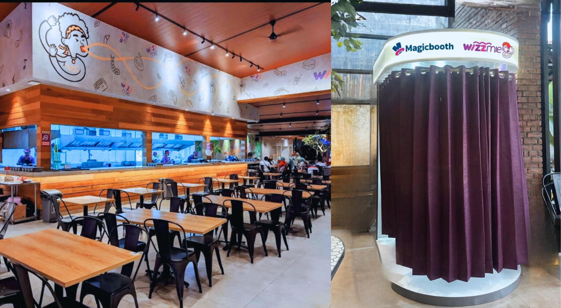 Wizzmie Soekarno Hatta dengan booth Magicbooth di area restoran.