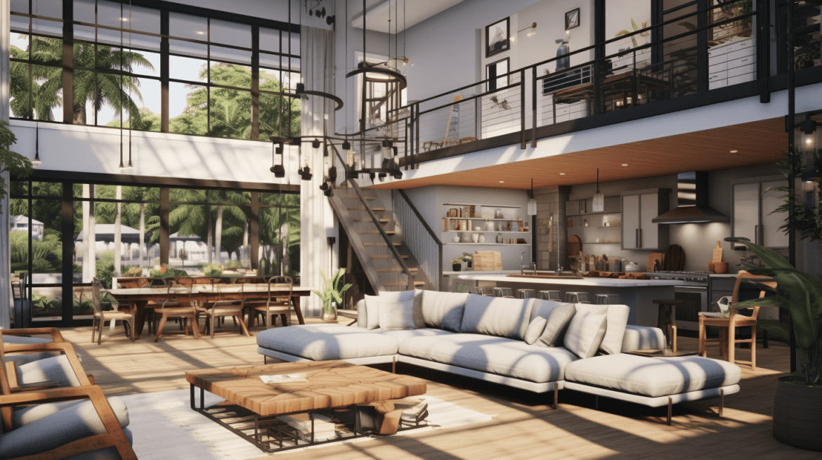 rumah 2 lantai dengan desain loft