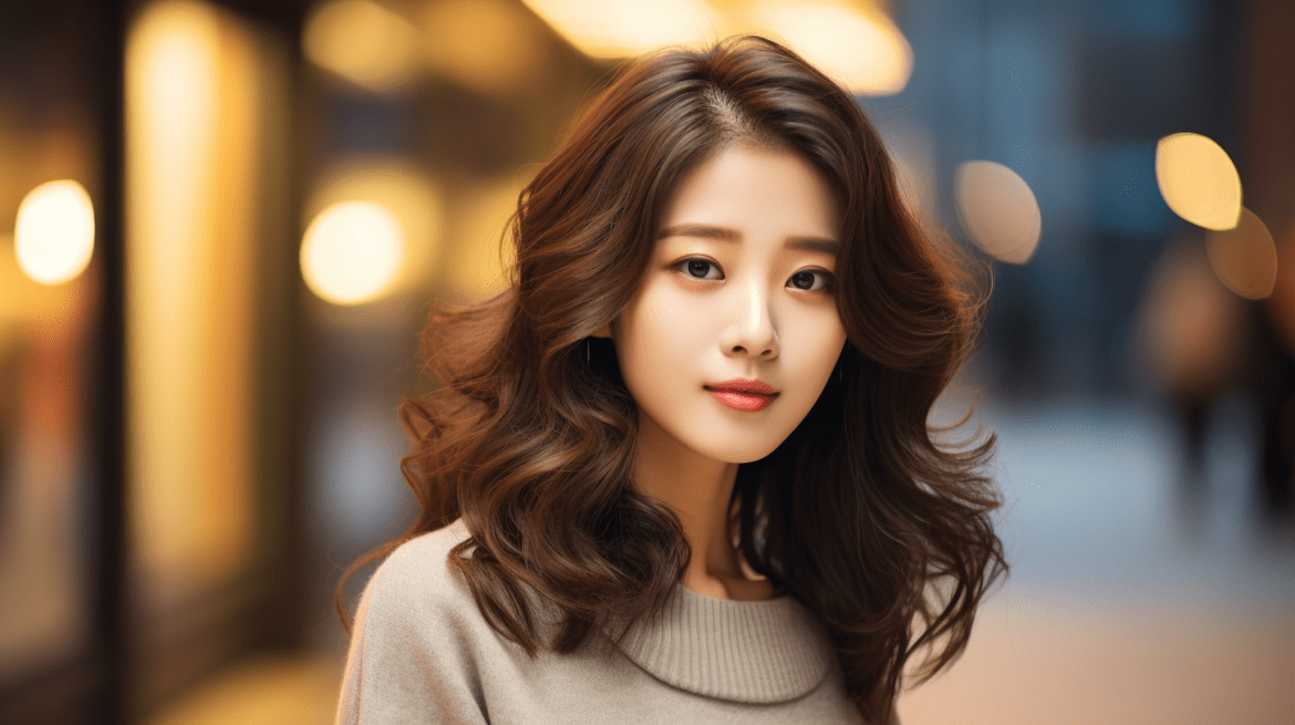 Model rambut perm medium untuk wajah bulat