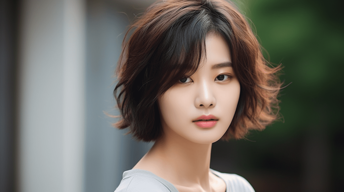 Model rambut shaggy bob untuk wajah bulat