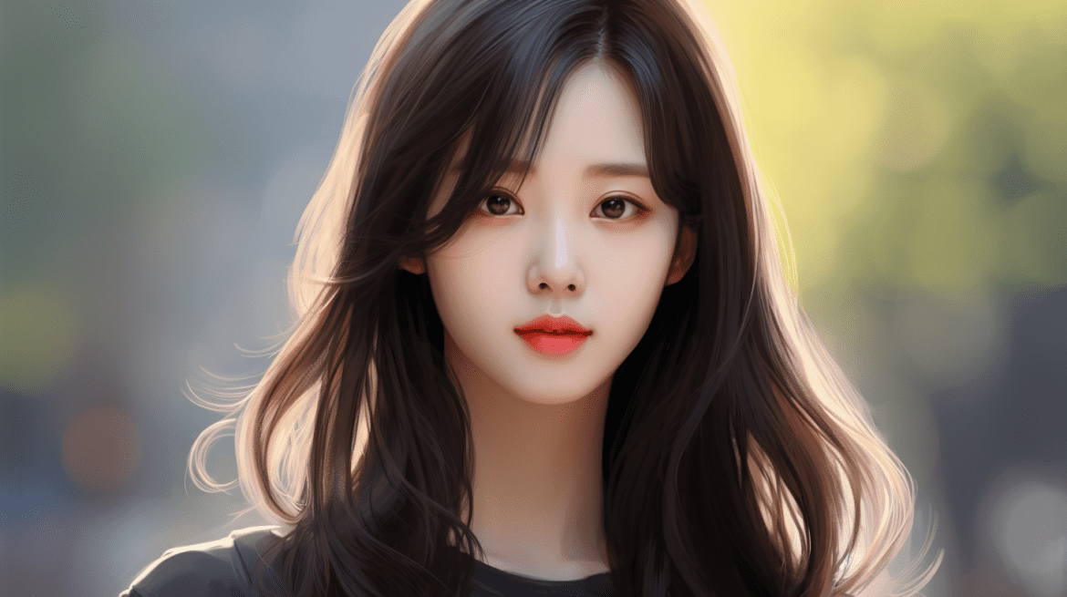 Model rambut panjang dengan poni samping untuk wajah bulat