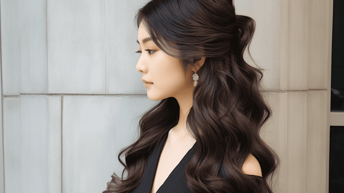 Foto gaya rambut half updo ala Korea