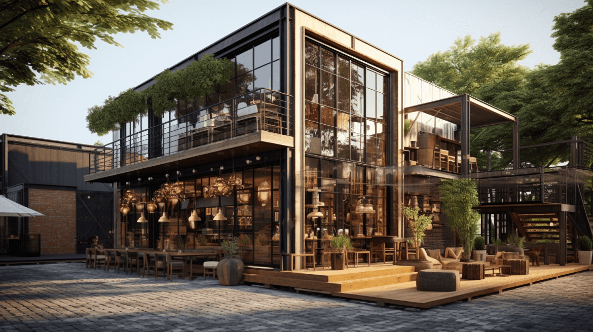 Ruko dengan Gaya Rustic Industrial