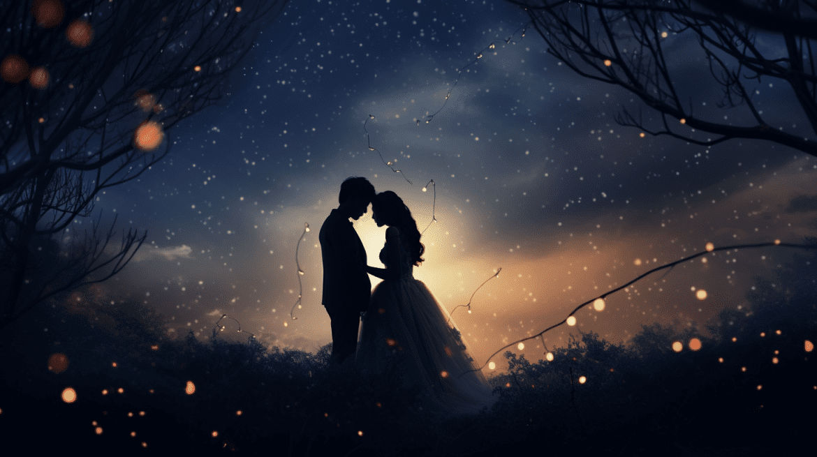 Foto prewedding di bawah bintang-bintang