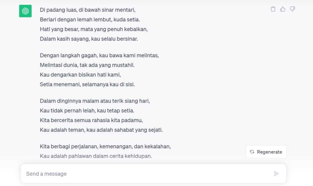 Contoh puisi buatan ChatGPT