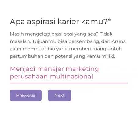 Screenshot kolom aspirasi karier