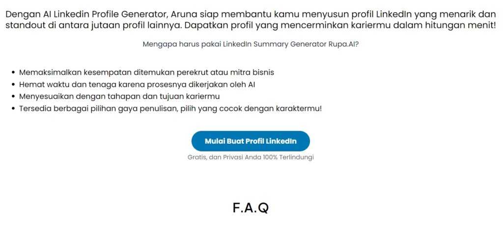 Screenshot halaman LinkedIn Profile Generator