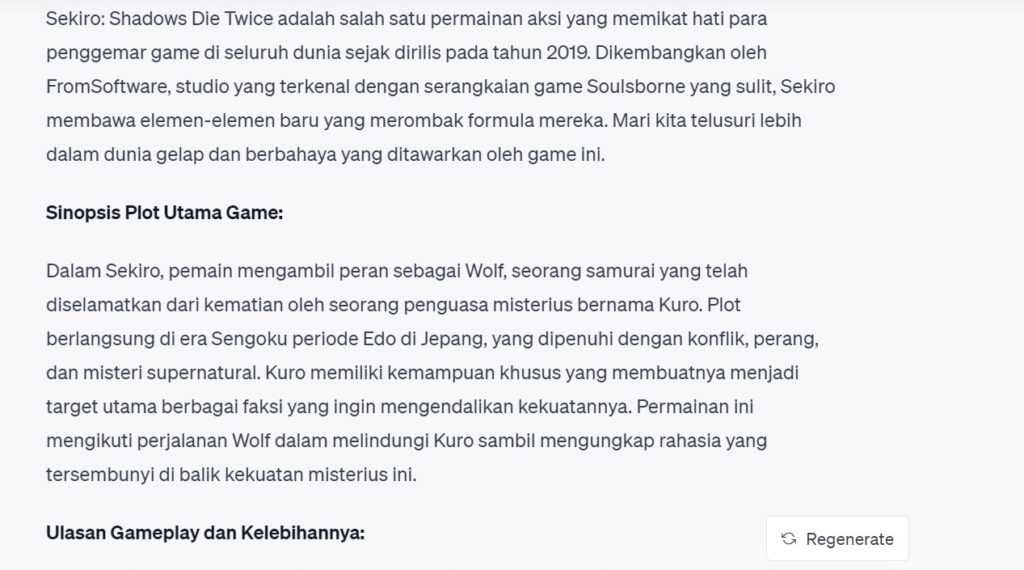 Contoh tulisan ChatGPT