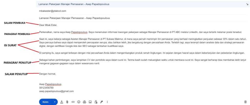 Contoh surat lamaran via email