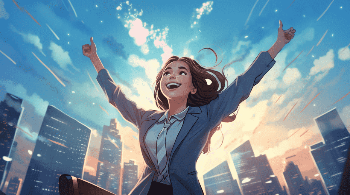 Ilustrasi pekerja wanita yang antusias