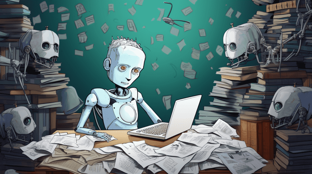 Ilustrasi robot menulis prompt ChatGPT