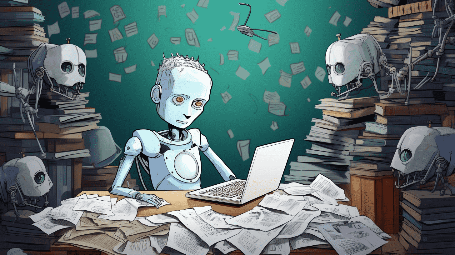 Ilustrasi robot menulis prompt ChatGPT