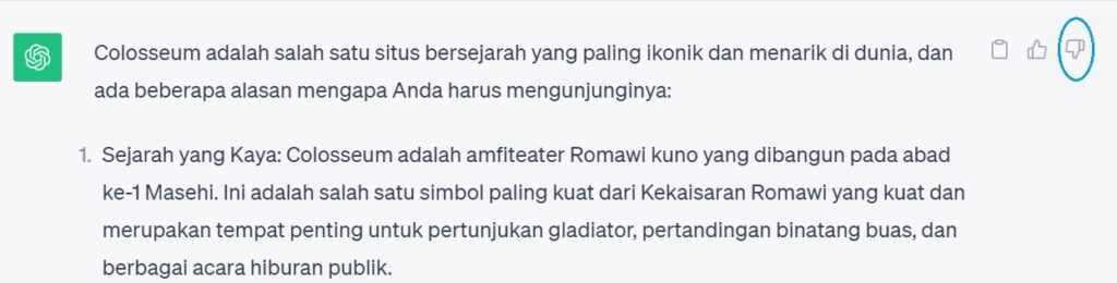 Tombol dislike response ChatGPT