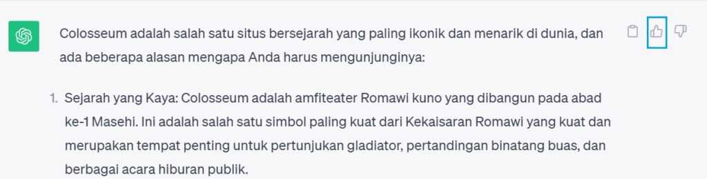 Tombol like response ChatGPT