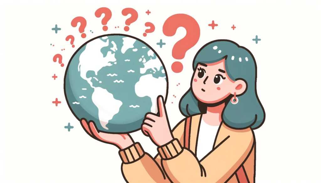 Ilustrasi gadis yang sedang memutar globe