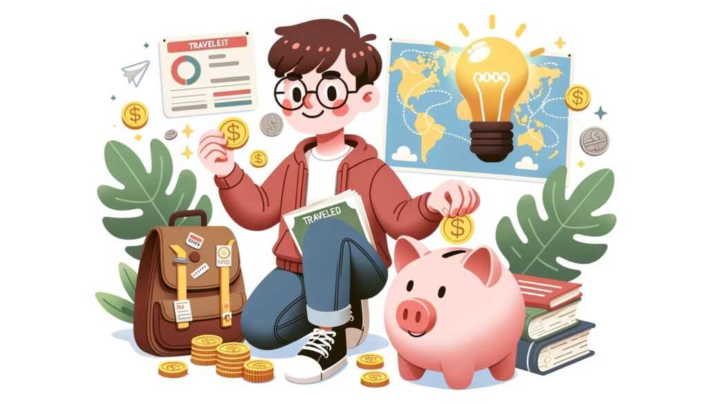 Ilustrasi pemuda yang rajin menabung