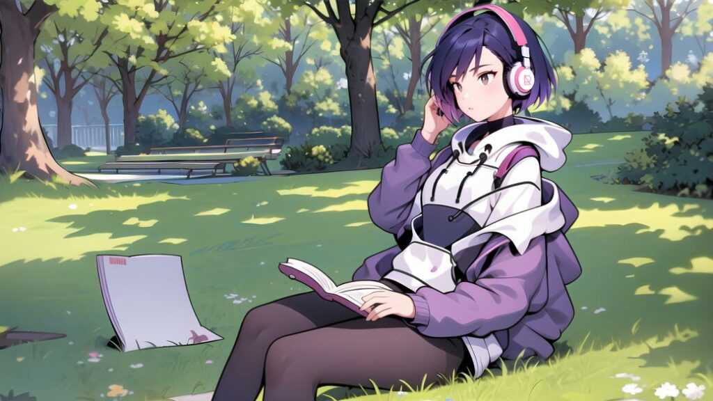 Ilustrasi Aruna AI membaca buku