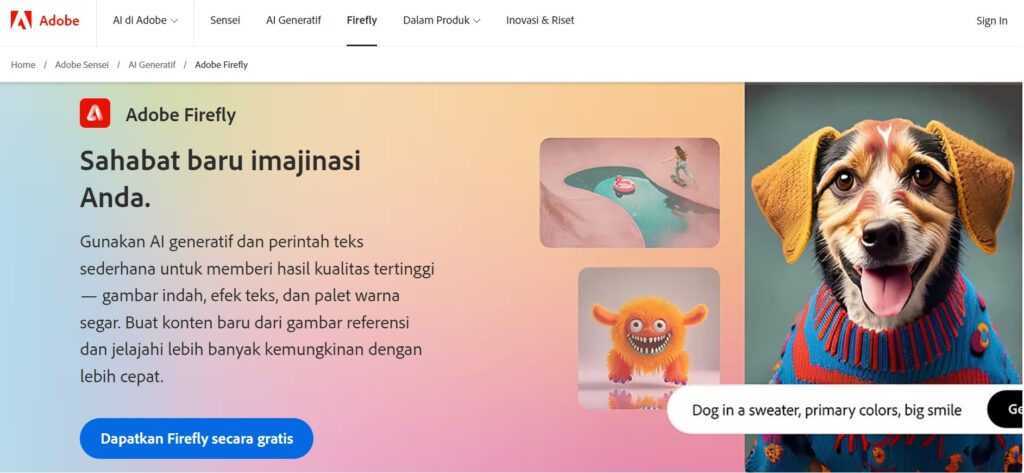 Screenshot Adobe Firefly
