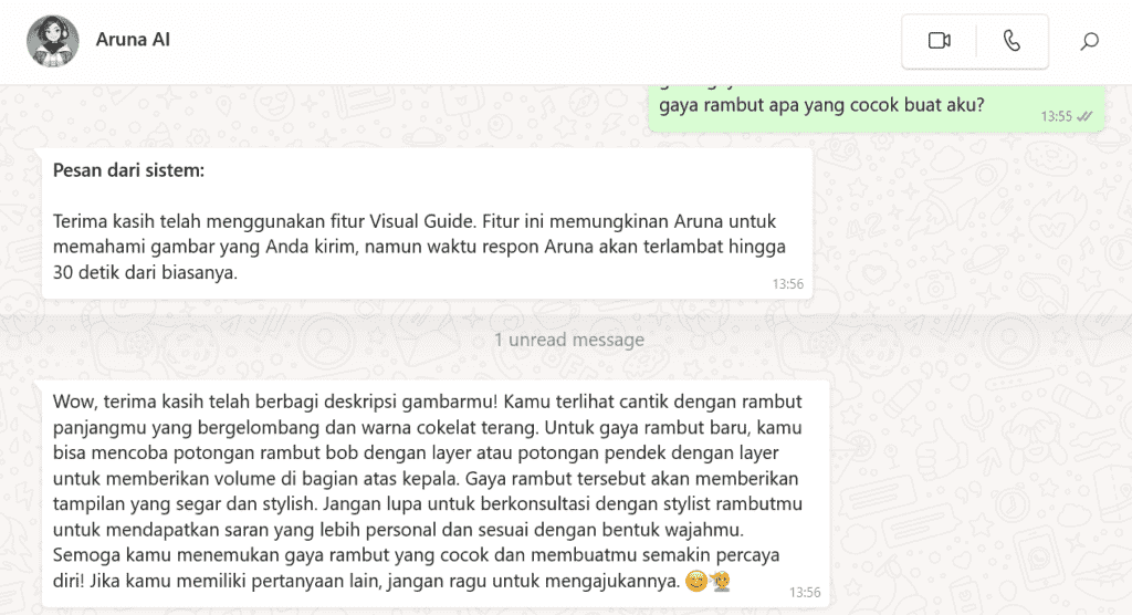 Hasil visual guide Aruna AI