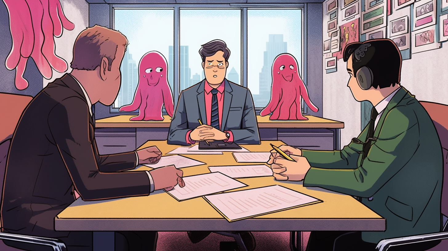 Illustration of a job seeker attending an interview