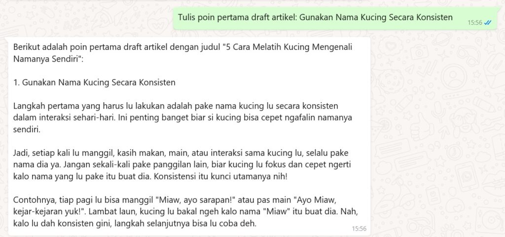 Contoh isi artikel buatan Aruna AI
