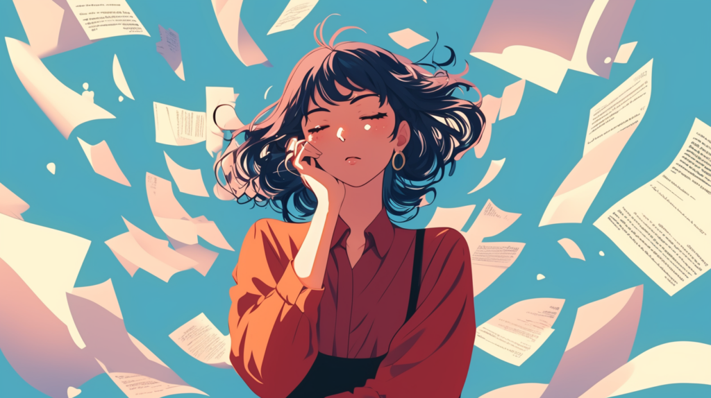 ilustrasi wanita memikirkan cara membuat CV ATS