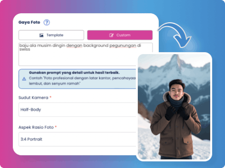 Contoh fitur prompt Rupa AI Studio