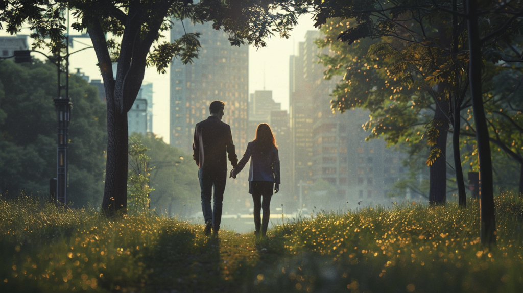 Contoh pose foto couple - hand in hand walk